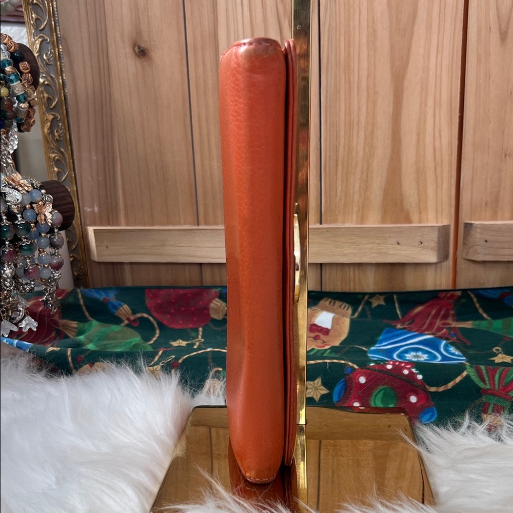 Michael Kors Fulton Orange Leather Wallet with Gold Logo - Picture 4 of 16